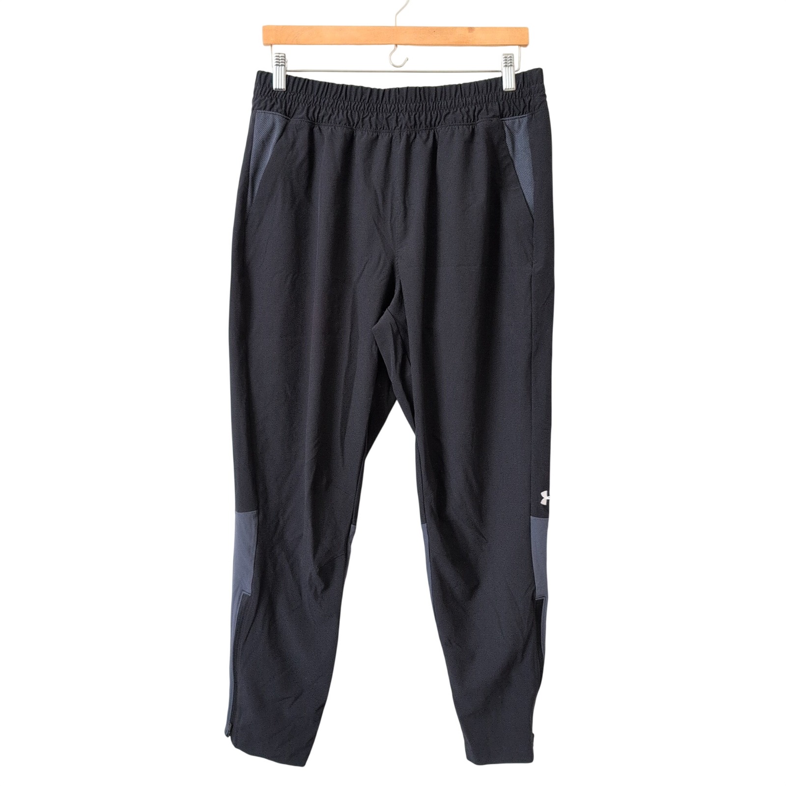 Under Armour Mens Ua Squad Warm-Up Pants Black Gray Taper Joggers Large Gym Run